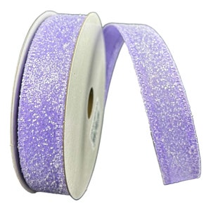 7/8" X 10 Yds. Candy Glittered Satin Wired Ribbon, Lavender, Spring, Easter, Any Season, Wreaths, Arrangement, Scrapbook, Crafts, Bows