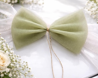 Nœuds de voiture mariage en tulle personnalisé - Décoration cortège mariage - Plusieurs coloris disponibles - Fabrication artisanale