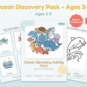 Preschool Ocean Animal Activity Pack for Homeschool Science Unit and Quiet Time