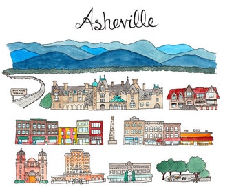 Asheville City Portrait Print