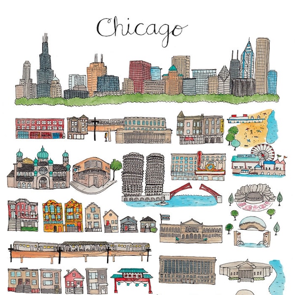 Chicago City Portrait Print