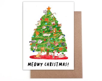 Meowy Christmas cat Christmas card
