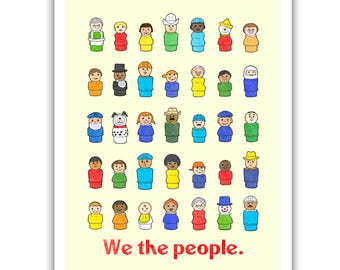 We the People Little People Print – Nostalgic Childhood Art, Nursery Decor
