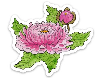 Chrysanthème - Sticker vinyle fleur de naissance de novembre