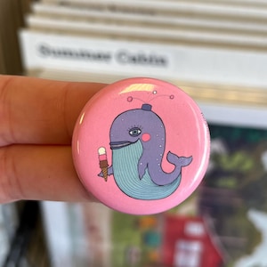 Whale w/ Ice Cream 1.25&quot; Button