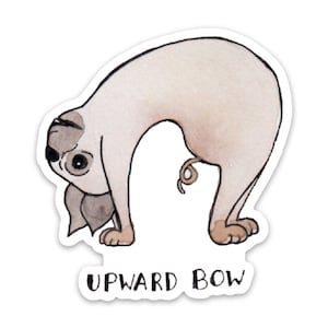 Yoga Upward Bow Pose Pug Dog Vinyl Sticker