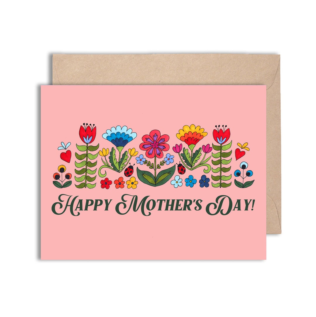 Biglietto Di Auguri Per La Festa Della Mamma Con Fiori E Dettagli In Oro - Design By Violet, Formato 15x15 Cm Con Busta Rosa