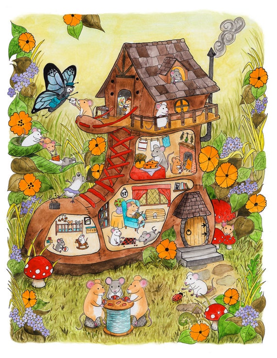 Mouse House Cross Section Print 