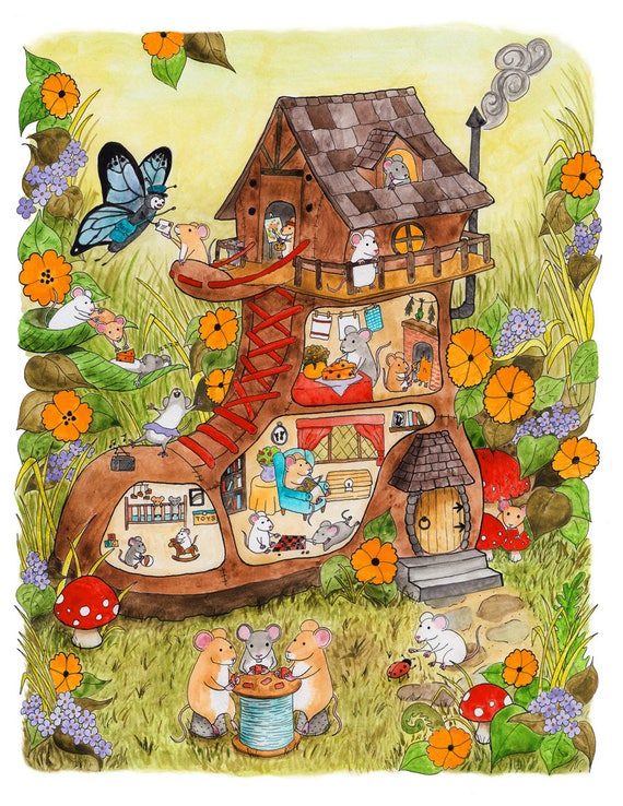 Mouse House Cross Section Print Etsy Canada