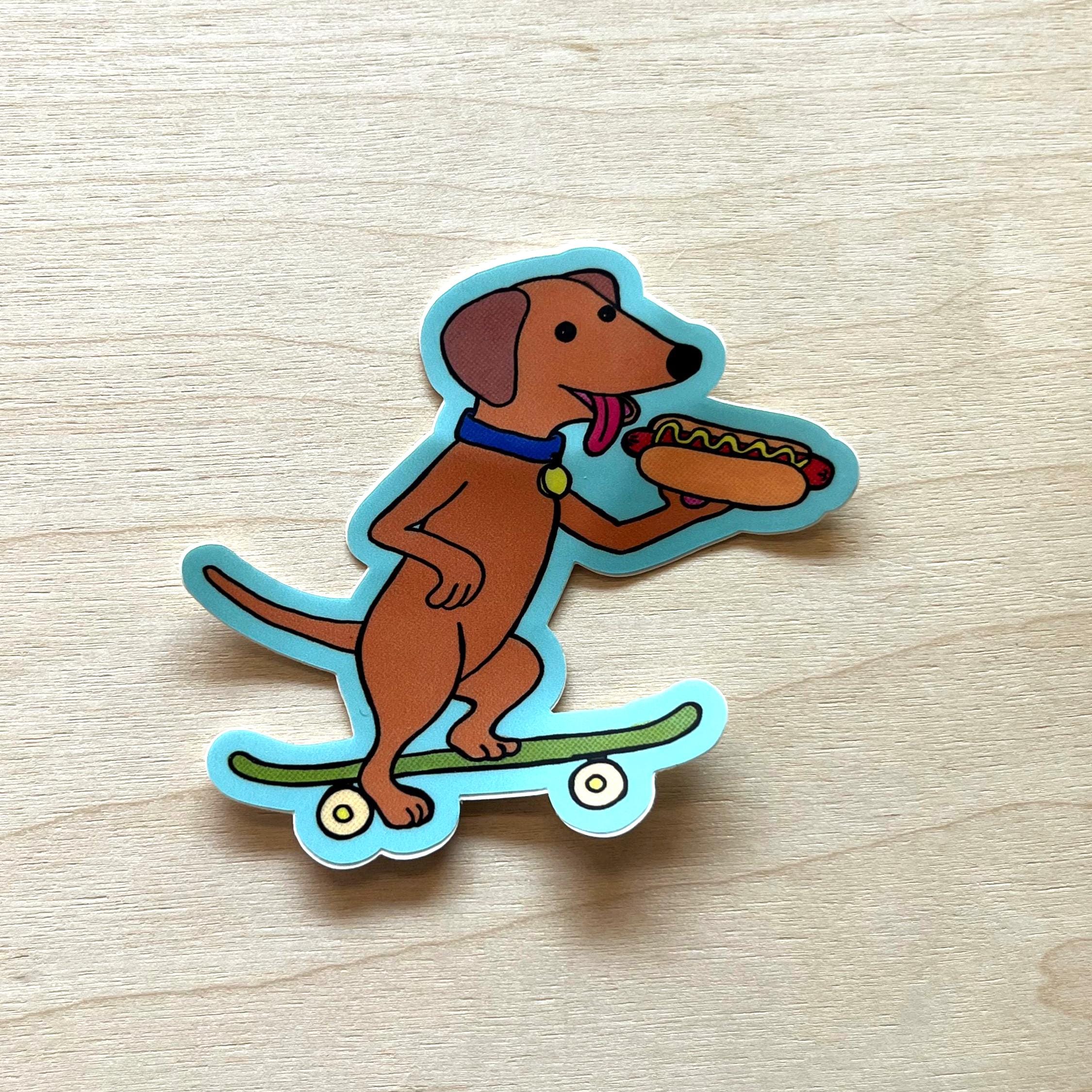 Hot Dog on a Skateboard Vinyl Sticker - Etsy