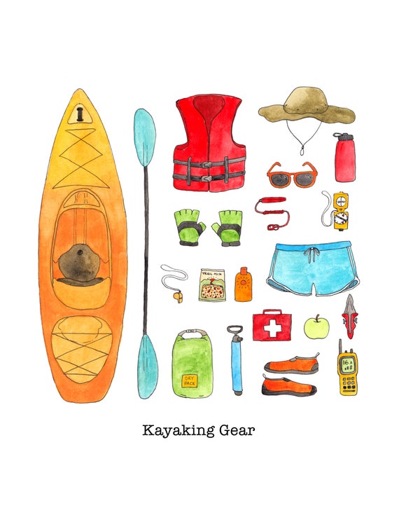 Kayaking Gear Print 8.5 x 11