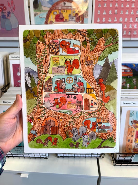 Squirrel House Print