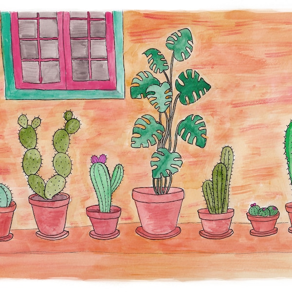 Cactus house plants print