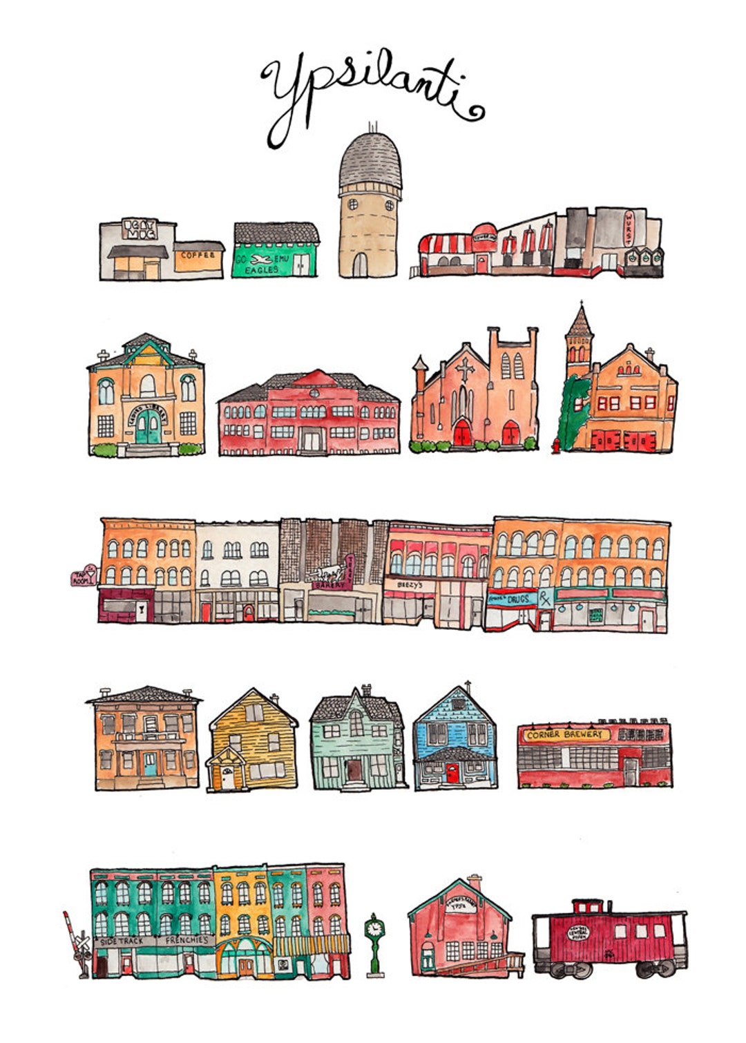 Ypsilanti City Print Etsy