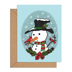 Tarjeta navideña de muñeco de nieve - 4x5 en blanco