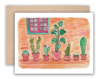 Cactus pots 4 x 5 Blank Card