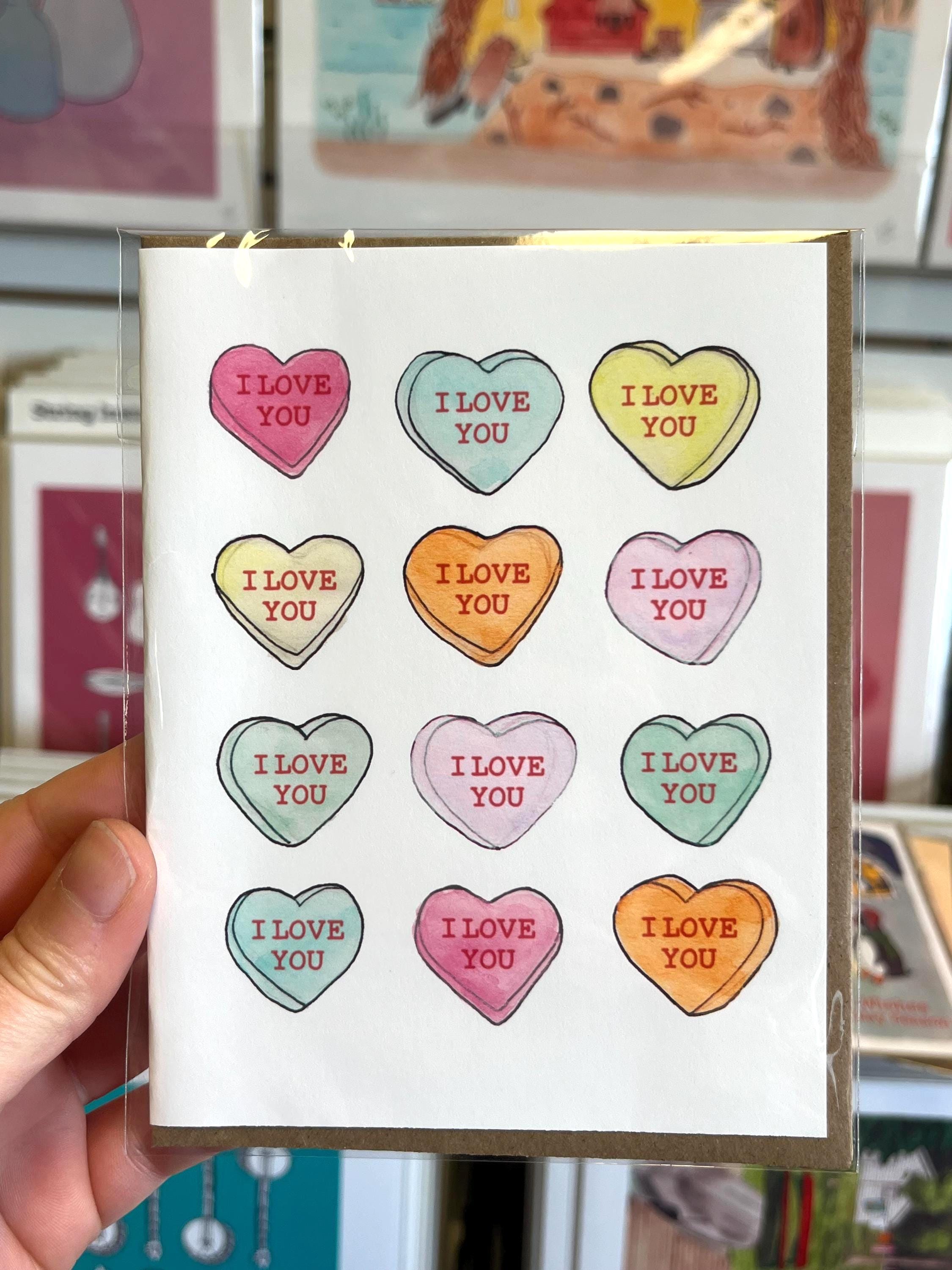 Valentine's Day Candy Hearts Card - 4x5 Blank - Etsy