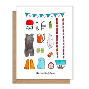 Swimming Gear Card - 4x5 Blank