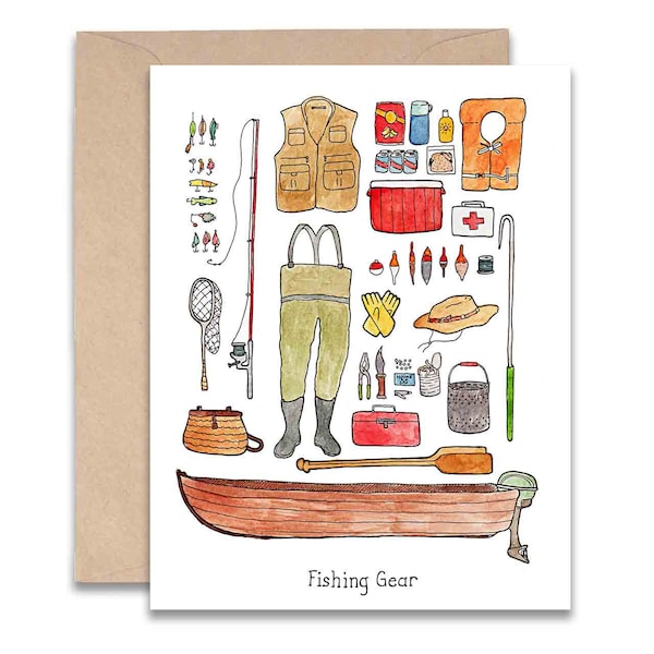 fishing gear 4 x 5 Blank Card