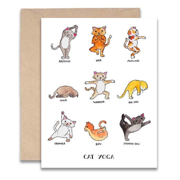 Cat Yoga 4 x 5 Blank Card