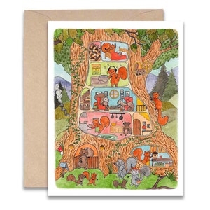 Carte maison écureuil - 4 x 5 vierge