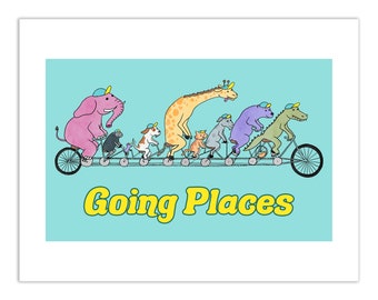 Going places tandem bike print