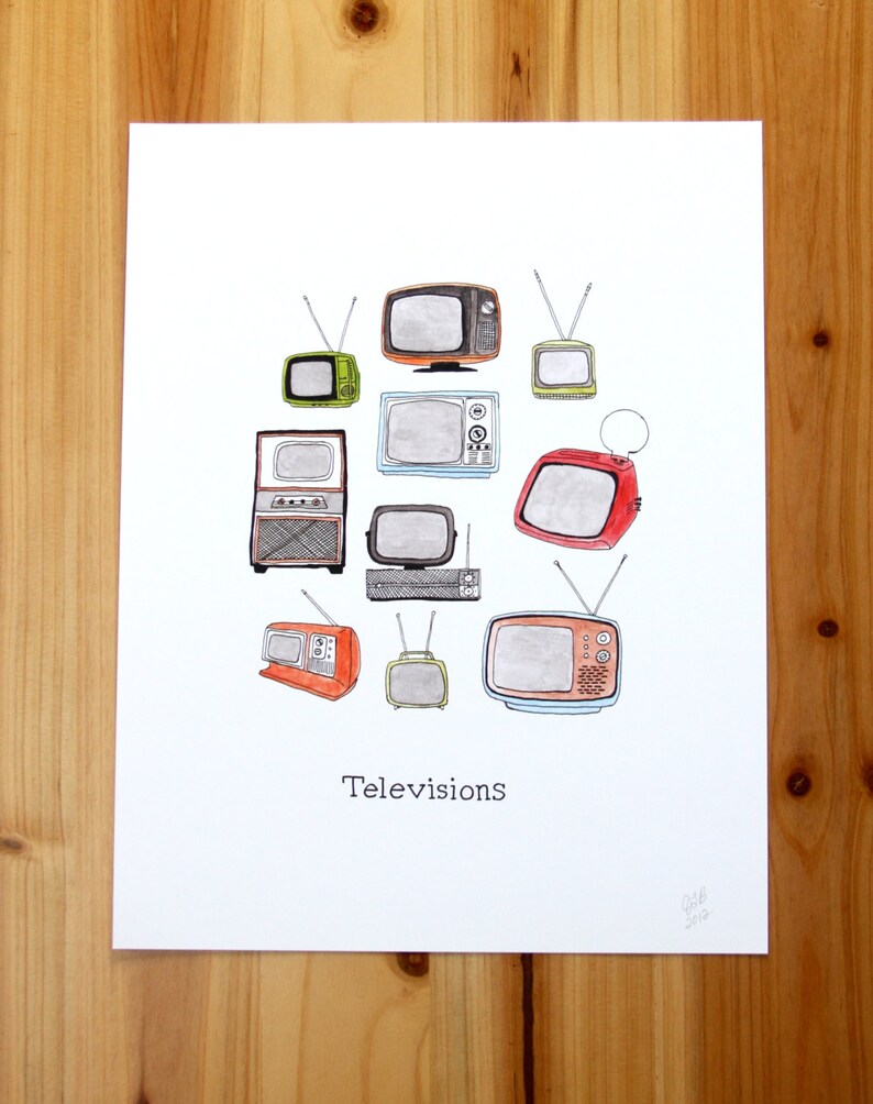 Illustration Of Vintage Televisions Etsy