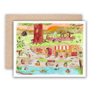 Stachelschwein Picknick Karte - 4x5 Blank