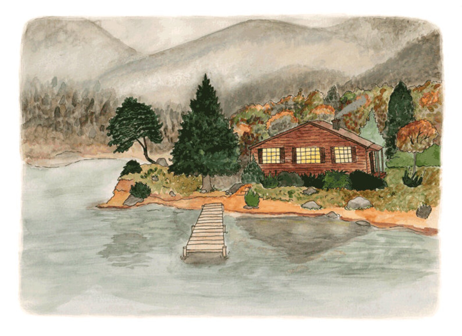 Cabin in the Mountains Print - Etsy