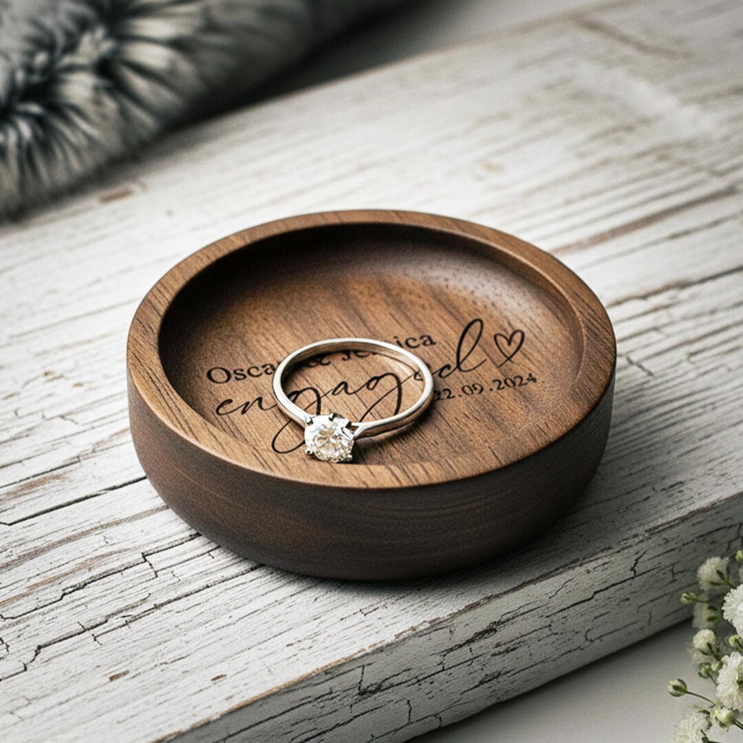 Personalized Wooden Ring Dish With Custom Engraving Rustic Matte Finish ...