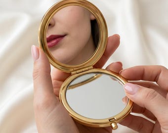 Gepersonaliseerde gegraveerde compacte spiegel – roségouden huwelijkscadeau gunsten