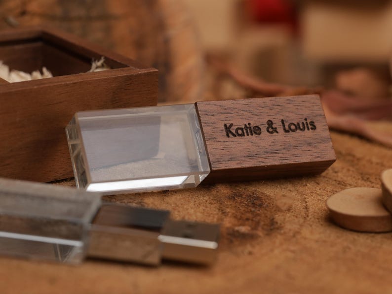 Personalized Crystal USB Drive with Wooden Cap & Box – Photographer Gift image 17