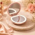 Personalised LED Makeup Mirror | Engraved Birth Flower, Monogram, Rechargeable Travel Pocket Mirror product logo