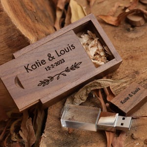 Personalized Crystal USB Drive with Wooden Cap & Box – Photographer Gift image 13