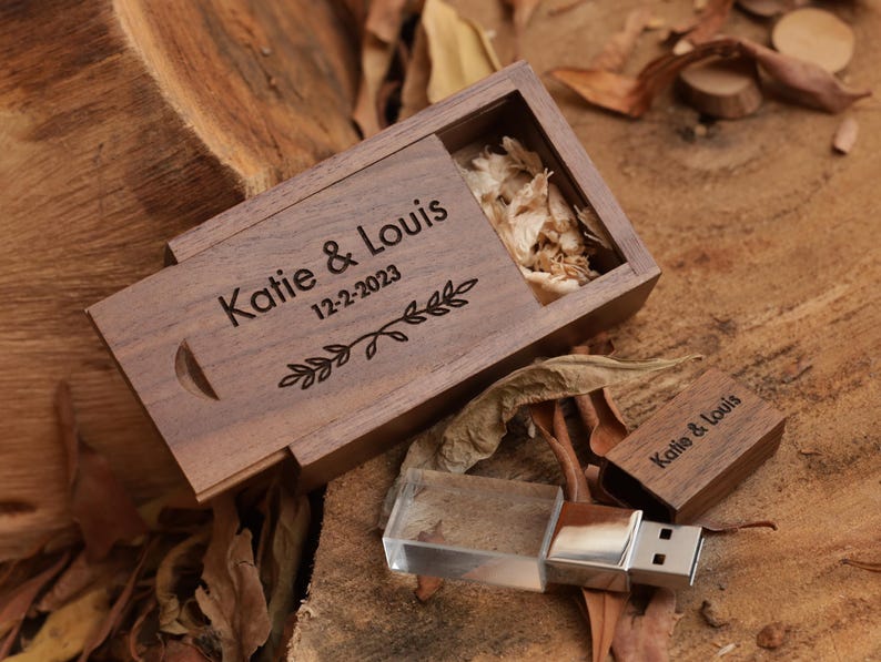 Personalized Crystal USB Drive with Wooden Cap & Box – Photographer Gift image 13