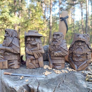 Odin and Thor Viking Statue: Handmade Resin Norse Mythology Decor