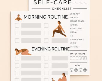 Self-Care & Routine Planner | Daily Checklist + Morning  Evening Routine | Printable PDF A4  US Letter