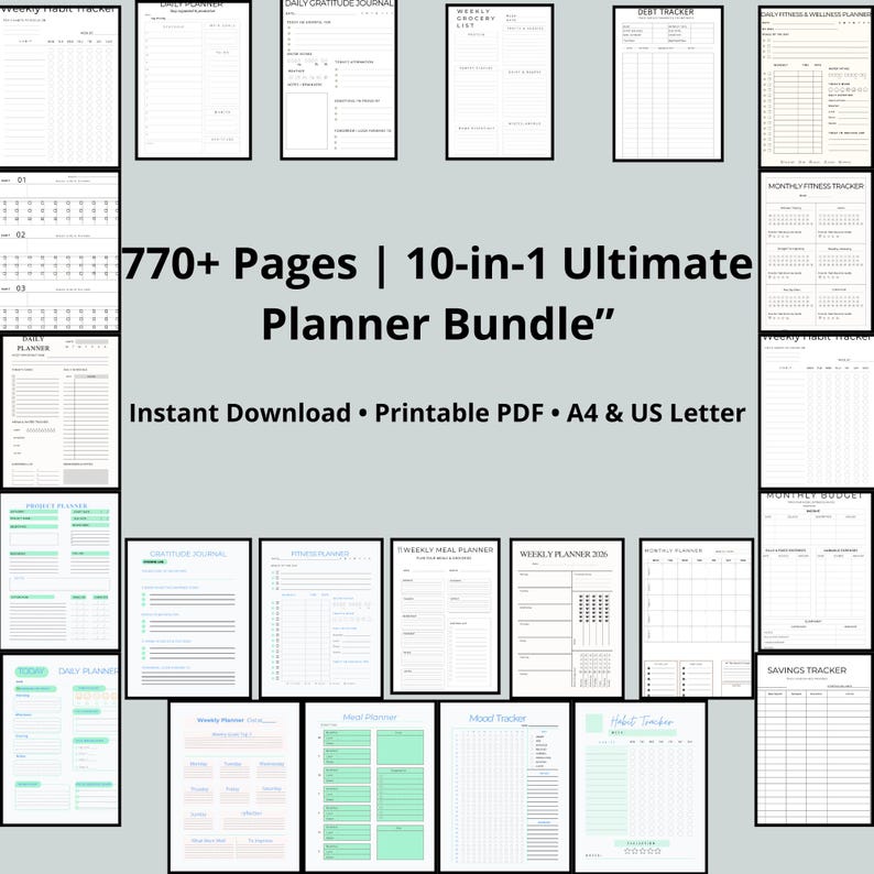 2026 Digital Planner Bundle Printable PDF – Daily Weekly Monthly ...