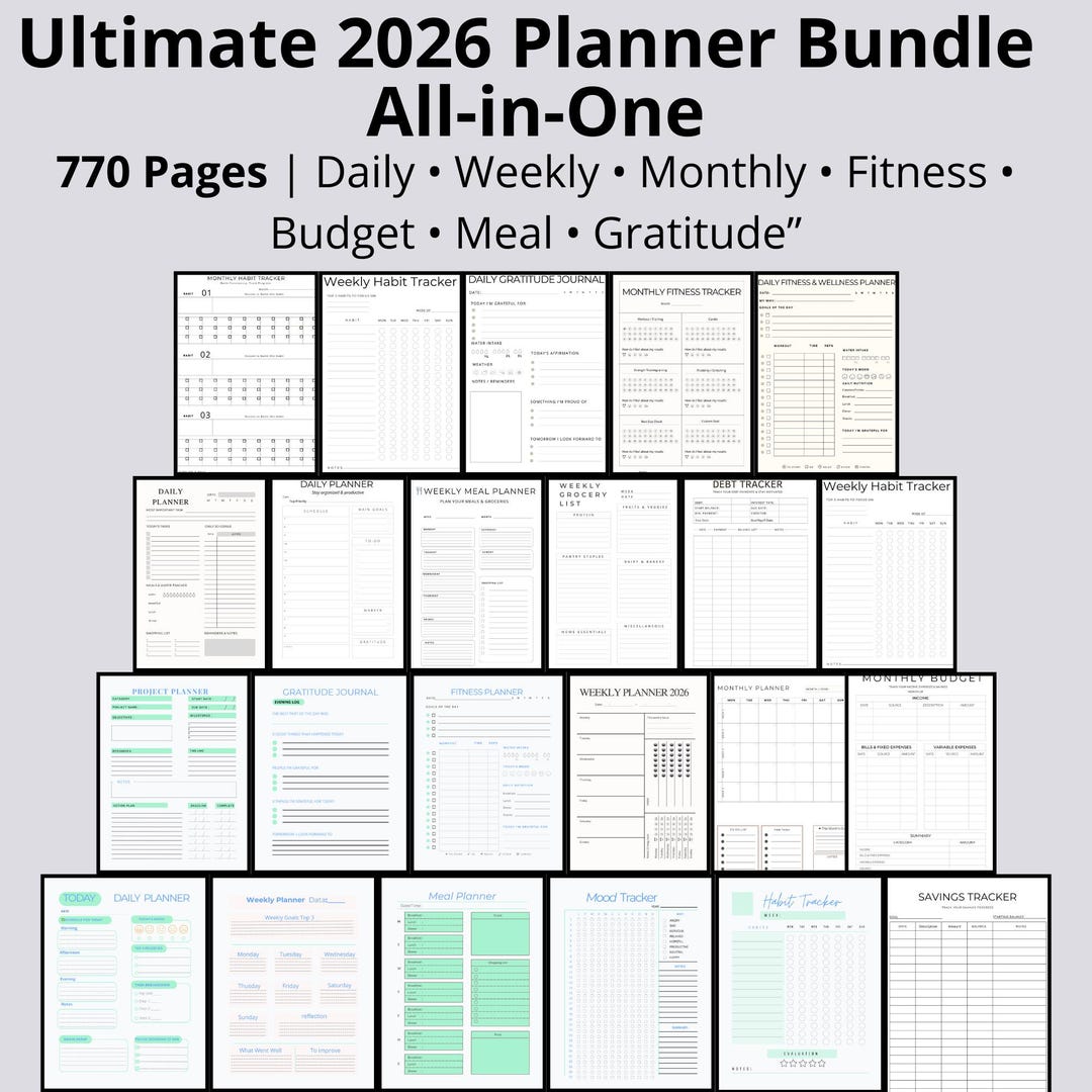 Ultimate Productivity Planner Bundle 2025 (+770 Pages) | 9-in-1 ...