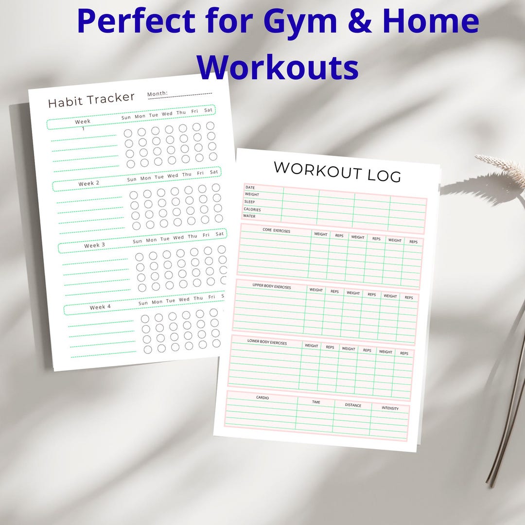 Fitness Planner Printable | Workout Log & Habit Tracker | Gym Home ...