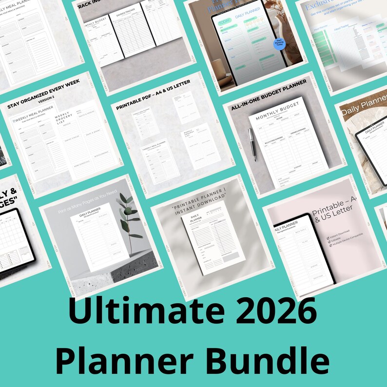2026 Digital Planner Bundle Printable PDF – Daily Weekly Monthly ...
