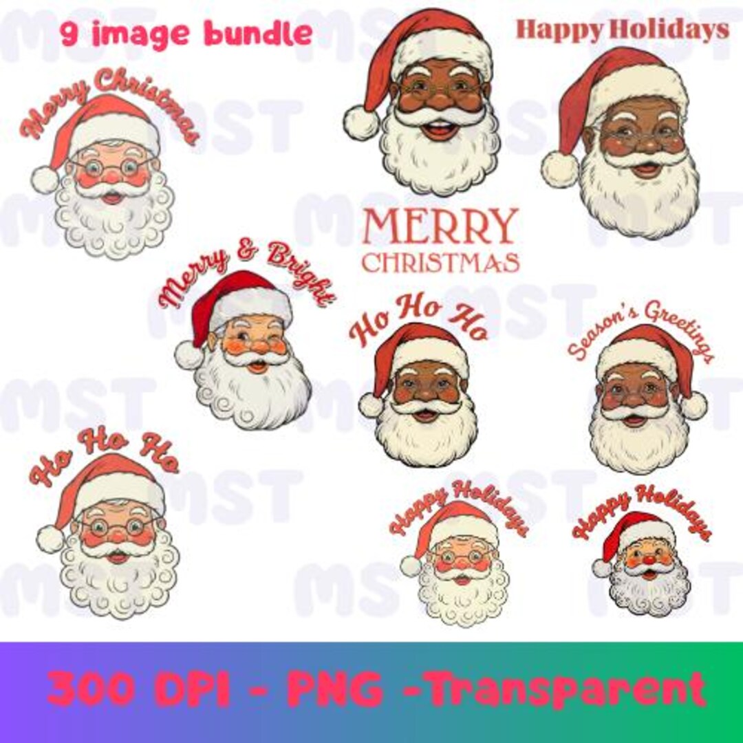 Diverse Santa Claus PNG Clipart Bundle | Inclusive Christmas ...