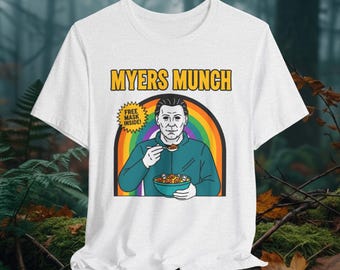 Pakiet płatków zbożowych Myers Munch Horror w formacie PNG | Parodia Michaela Myersa | Straszna sztuka retro na Halloween | Sublimacja Haddonfield