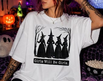 Girls Will Be Girls PNG | Vintage Witches Coven Art | Gothic Sisterhood Sublimation | Feminine Energy Witchy Graphic | Digital Download