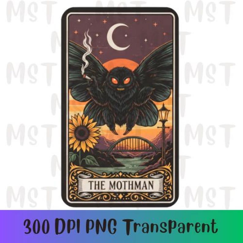 Mothman Tarot Card PNG Bundle | Funny Smoking Cryptid Sublimation ...