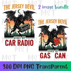 Jersey Devil PNG Bundle | Cryptid Mechanic Sublimation | Pine Barrens Garage Art | Radio Frequency Gas Can Design