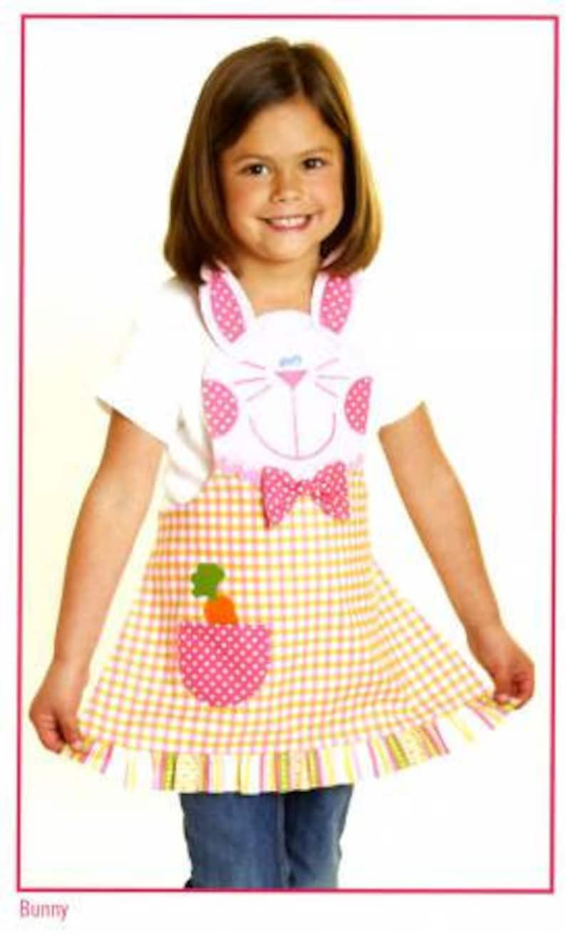 Fun Friends Child's Apron Pattern Kitty, Rabbit, Owl Apron size 3-8 by Cotton Ginnys image 2