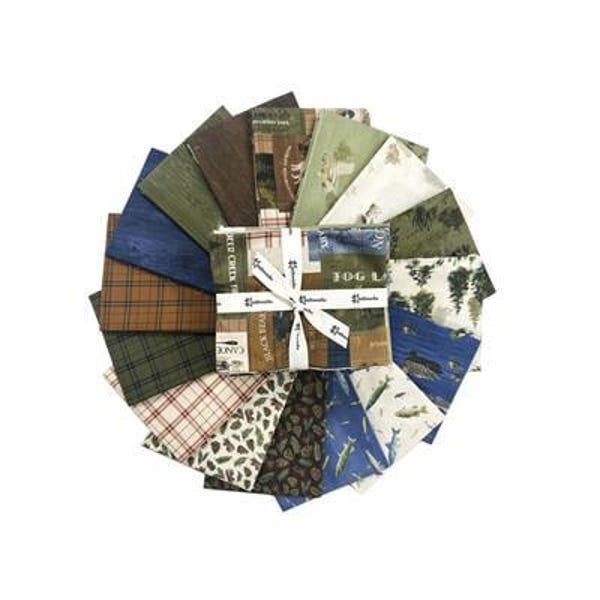 Lake & Lodge by James Wiens for Clothworks Fishing, Cabin, Wildlife sold by the Fat Quarter FQ Bundle of 16 pcs  #FQ0527