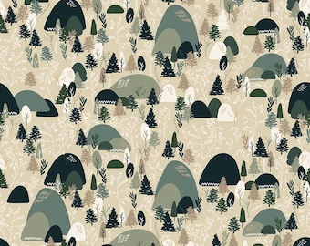 Let's Wander for Riley Blake Designs Fishing, Lodge, Cabin 100% Cotton Fabric Sold by the 1/2 Yard # C16883 STONE