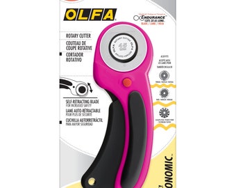 Cutter rotatif OLFA Lame ergonomique à réalignement automatique de 45 mm pour droitiers / gauchers #RTY-2DX/MAG